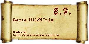 Becze Hilária névjegykártya
